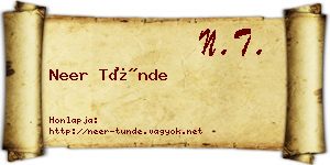 Neer Tünde névjegykártya